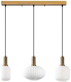 Φωτιστικό Οροφής - Ράγα Asker 521SHN3588 87x30x130cm 3xE27 40W White-Gold Opviq