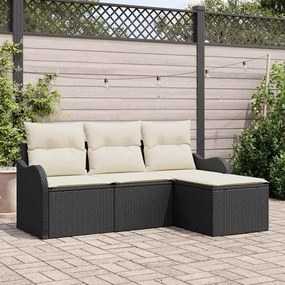 vidaXL Σετ Καναπέ Κήπου με μαξιλάρι 4 pcs Μαύρο Πολυ ράταν
