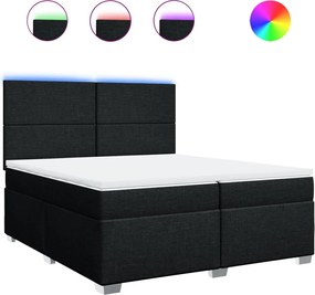 vidaXL Κρεβάτι Boxspring με Στρώμα Μαύρο 200x200 εκ. Υφασμάτινο