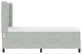 vidaXL Κρεβάτι με ελατήρια Ανοιχτό γκρι 90 x 190 cm Βελούδο