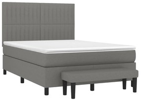 ΚΡΕΒΑΤΙ BOXSPRING ΜΕ ΣΤΡΩΜΑ ΣΚΟΥΡΟ ΓΚΡΙ 140X190 ΕΚ. ΥΦΑΣΜΑΤΙΝΟ 3136750