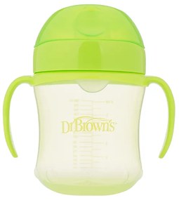 DR. BROWN'S Κύπελλο 180 ml μαλακό στόμιο με καπάκι και λαβές πράσινο TC 61001-green