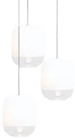 Κρεμαστό Φωτιστικό Οροφής 3xLED 4,2W Dimmable Triac Φυσητό Γυαλί Βάση Φ15cm Gong Mini 3R Prandina-1A63002413001-Λευκό 1A63002413001