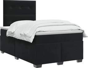 vidaXL Κρεβάτι box spring με στρώμα Μαύρο 120 x 200 cm Βελούδο