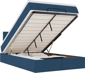 vidaXL Οθωμανικό κρεβάτι με στρώμα μπλε 120x200cm ύφασμα