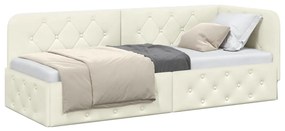 vidaXL Κρεβάτι Γωνίας Κρεμ 80 x 200 cm Βελούδο