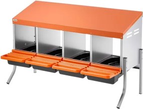 VEVOR Chicken Nesting Boxes, 4 Compartments, with Support Legs, Easy Egg Collection, Galvanized Steel and High-Strength Plastic, Roll Away Nesting Boxes for Chickens and Hens Laying Eggs, Orange
