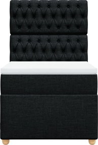 vidaXL Κρεβάτι Boxspring με Στρώμα Μαύρο 80 x 200 εκ. Υφασμάτινο