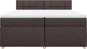 vidaXL Κρεβάτι Boxspring με Στρώμα Σκούρο Καφέ 200x200 εκ. Υφασμάτινο
