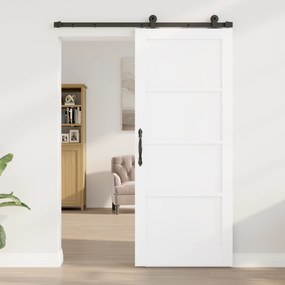 vidaXL Συρόμενη Πόρτα με Σετ Εξαρτημάτων 'ORKDAL' Λευκό Συμπαγές Ξύλο Πεύκου