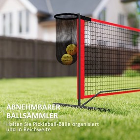Σετ Pickleball με δίχτυ, βάση, μπάλες, ατσάλι, πλαστικό, κόκκινο