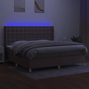 ΚΡΕΒΑΤΙ BOXSPRING ΜΕ ΣΤΡΩΜΑ &amp; LED TAUPE 200X200 ΕΚ. ΥΦΑΣΜΑΤΙΝΟ 3139225