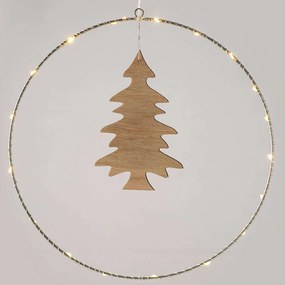 Χριστουγεννιάτικο Διακοσμητικό Κρεμαστό Circle Tree Led X09201106 9,5x16cm Με Μπαταρίες Beige Aca