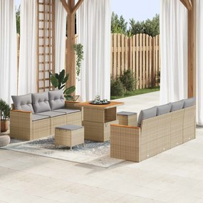 vidaXL Σετ Καναπέ Κήπου 10 pcs Μπεζ συνθετικό ρατάν
