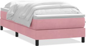 vidaXL Κρεβάτι Boxspring με Στρώμα Ροζ 90x220 εκ. Βελούδινο