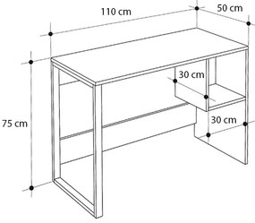 Γραφείο εργασίας Cubo Megapap χρώμα black wood 110x50x75εκ.