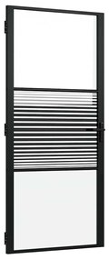 vidaXL Εσωτερική Πόρτα Μαύρο 93 x 201.5 cm Tempered γυαλί, Αλουμίνιο