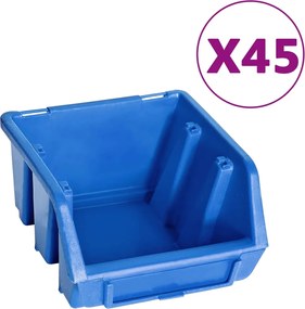 vidaXL Σκαφάκια Αποθήκευσης Σετ 48 τεμ. Μπλε/Μαύρα με Πάνελ Τοίχου