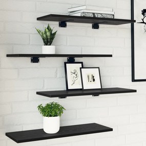 vidaXL Μαύρο Βιβλιοθήκη - Σετ 4 κομματιών, 60x20x1.5 εκ., Φτιαγμένο από Μηχανική Ξυλεία