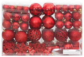 vidaXL Σετ Μπάλες Χριστουγεννιάτικες 111τεμ. Κόκκινες από Πολυστυρένιο