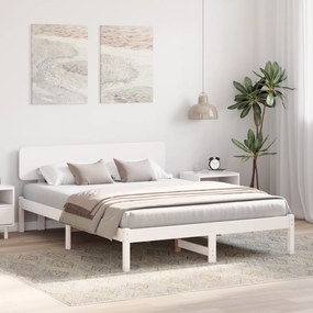 vidaXL Κρεβάτι με Υποστηρικτή Λευκό 200x200 εκ Μασίφ Ξύλο Πεύκου