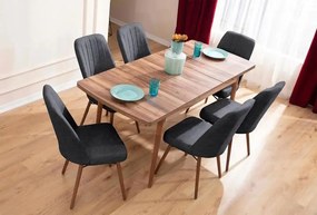 Extendable Dining Table &amp; Chairs Set (7 Pieces) Lidyana - Anthracite Anthracite