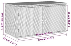 Ντουλάπι Αποθήκευσης Κήπου Καφέ 110x55x60,5 εκ. Συνθετικό Ρατάν - Καφέ