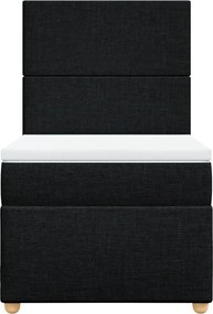 vidaXL Κρεβάτι Boxspring με Στρώμα Μαύρο 90x190 εκ.Υφασμάτινο
