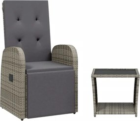 vidaXL Σετ Τραπεζαρίας Κήπου 2 τεμ. Γκρι Συνθ. Ρατάν με Μαξιλάρια