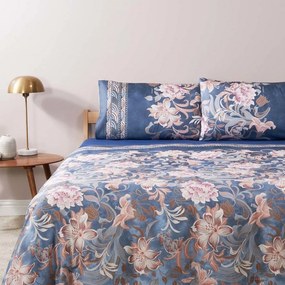 Παπλωματοθήκη Verona (Σετ 4τμχ) Blue Raf Bassetti Υπέρδιπλo 250x210cm 100% Cotton Satin