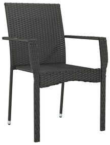 Καρέκλες Κήπου 2 τεμ. Μαύρες από Συνθετικό Ρατάν με Μαξιλάρια - Μαύρο