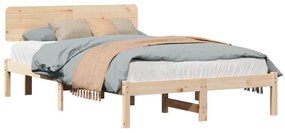 vidaXL Σκελετός Κρεβατιού Φυσικό 140 x 190 cm Μασίφ ξύλο πεύκου