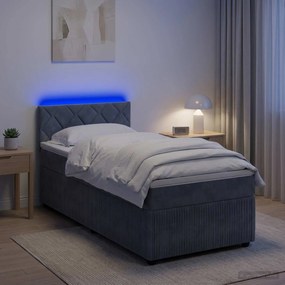 vidaXL Κρεβάτι box spring με στρώμα Σκούρο Γκρι 100 x 200 cm Βελούδο