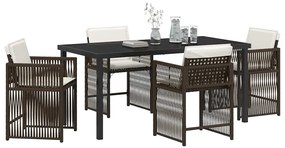 vidaXL Σέτ φαγητού για κήπο 5 pcs Καφέ συνθετικό ρατάν