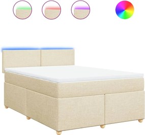 vidaXL Κρεβάτι Boxspring με Στρώμα Κρεμ 160x200 εκ. Υφασμάτινο