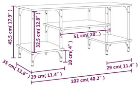 Έπιπλο Τηλεόρασης Μαύρο 102 x 35 x 45,5 εκ. Επεξεργασμένο Ξύλο - Μαύρο