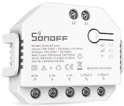 SONOFF smart διακόπτης DUALR3 Lite, 2-Gang, Wi-Fi, 15A, λευκός
