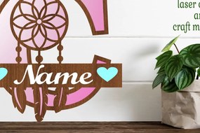 Σετ των 2 Intra απο ξύλο plywood Χρώμα wenge 3mm-4mm πάχος - Ονειροπαγίδα Monogram Letter C Cut Δίασταση 20x20 cm INTRAFABR-106383148