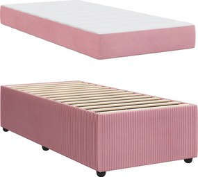 vidaXL Σκελετός Κρεβατιού Ροζ 90 x 190 cm ύφασμα