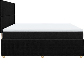 vidaXL Κρεβάτι Boxspring με Στρώμα Μαύρο 180x200 εκ. Υφασμάτινο