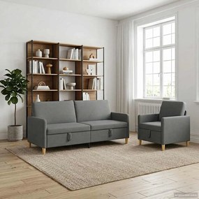 vidaXL Σαλονάκι Σετ Με Αποθηκευτικό Χώρο 2 pcs Σκούρο Γκρι Πολυεστέρας