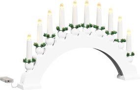 vidaXL Χριστουγεννιάτικος Κεφαλόσκαφος με 10 LED Κεριά Λευκό