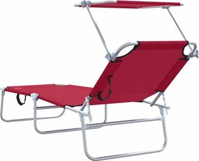 vidaXL Ξαπλώστρα 2 pcs Κόκκινο 58 x 188 x 77 εκ. Πολυεστέρας