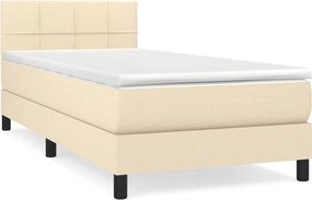 vidaXL Κρεβάτι Boxspring με Στρώμα Κρεμ 100 x 200 εκ. Υφασμάτινο