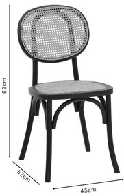 Καρέκλα Zoel μαύρο ξύλο οξιάς-φυσικό rattan 45x52x82εκ 45x52x82 εκ.