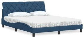 vidaXL Κρεβάτι με Στρώμα Μπλε 160x200 εκ. Υφασμάτινο