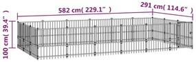 vidaXL Κλουβί Σκύλου Εξωτερικού Χώρου 16,94 μ² από Ατσάλι