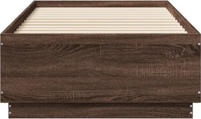 vidaXL Πλαίσιο Κρεβατιού με LED Καφέ Δρυς 75x190 εκ. Επεξεργ. Ξύλο