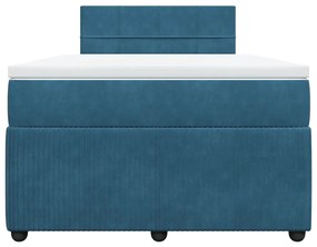 Κρεβάτι Boxspring με Στρώμα Μπλε 120x200 εκ. Βελούδινο - Μπλε