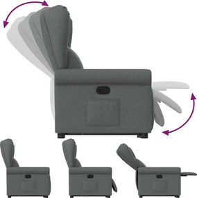 vidaXL Πολυθρόνα Ανακλινόμενη με Ανύψωση Σκούρο Γκρι Υφασμάτινη